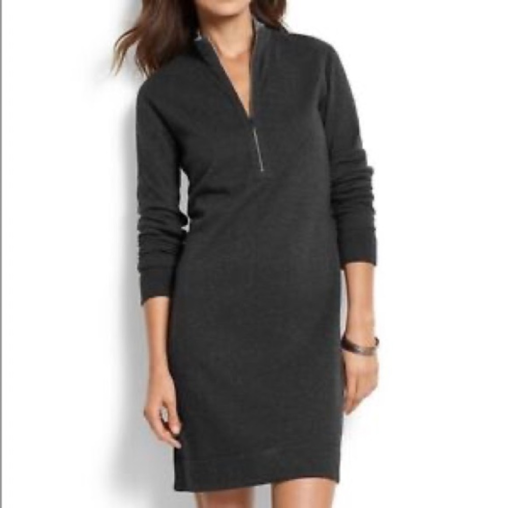Tommy Bahama Marled Flip Side Reversible Half-Zip sweatshirt Dress, grey,size XS